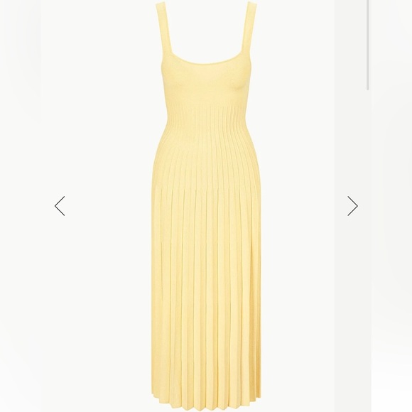 STAUD Ellison Midi Dress in Lemon Drop Size Small - Picture 2 of 6